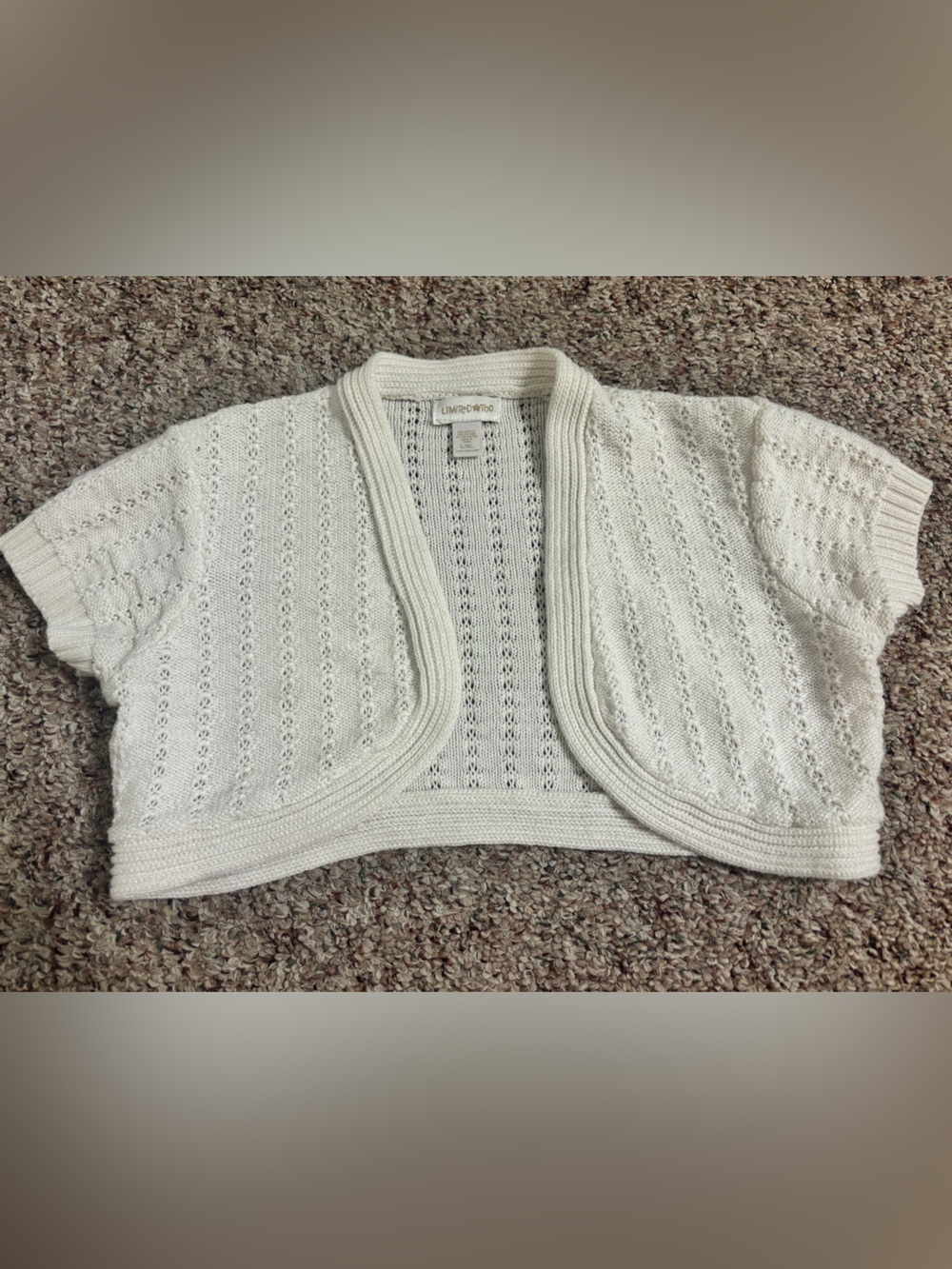 Girls L/XL Cream Open-Front Knit Cardigan Sweater/Hru